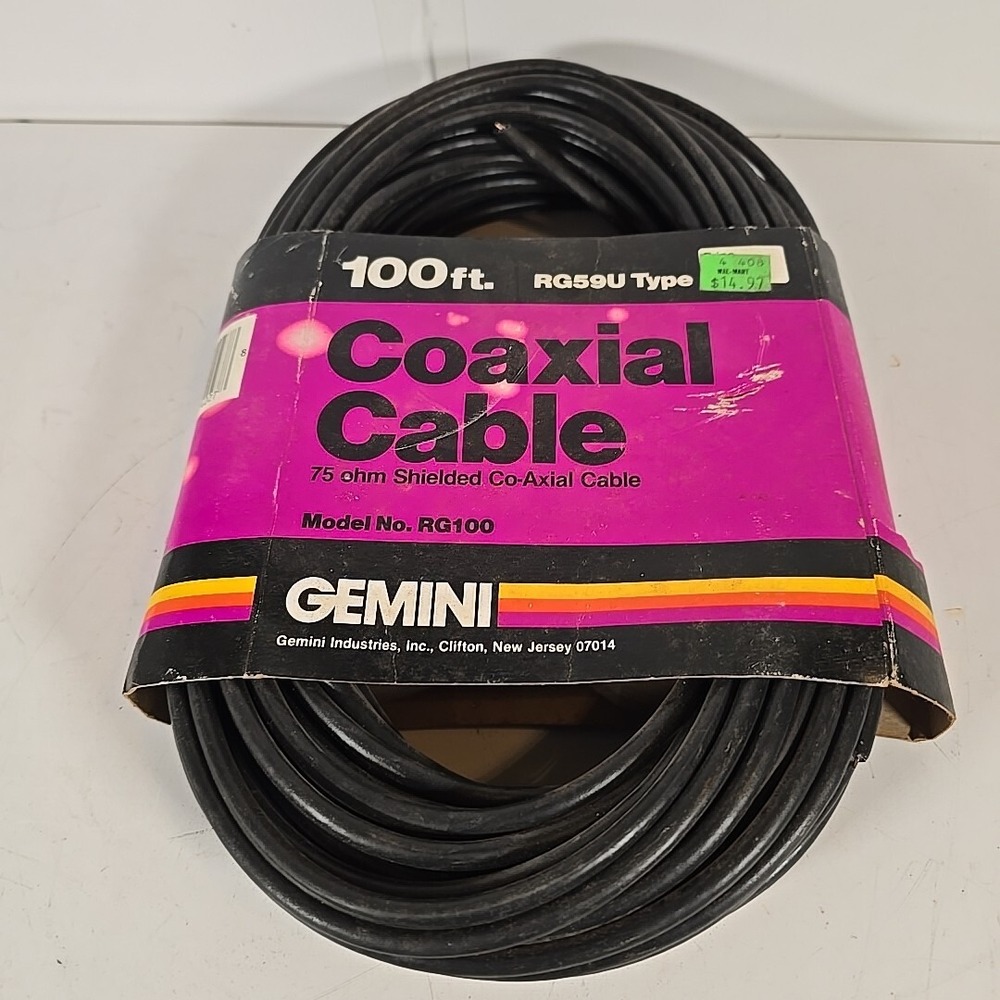 Vintage 1990s Gemini 100 ft. RG59U‎ 75 OHM Shielded Coaxial Cable Model #RG100